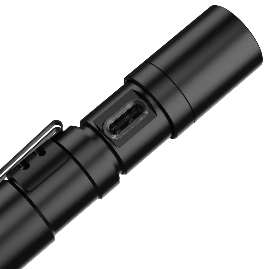 (14.7cm) Aluminium Akku Taschenlampe Stiftleuchte Outdoor Heimwerker Licht mit 3 Leucht Modi (1600-0695) - Schwarz