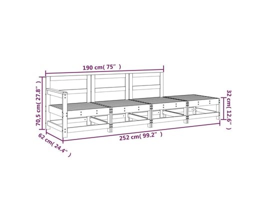 VIDAXL - Canapé Salon de jardin 4 pcs bois de pin imprégné