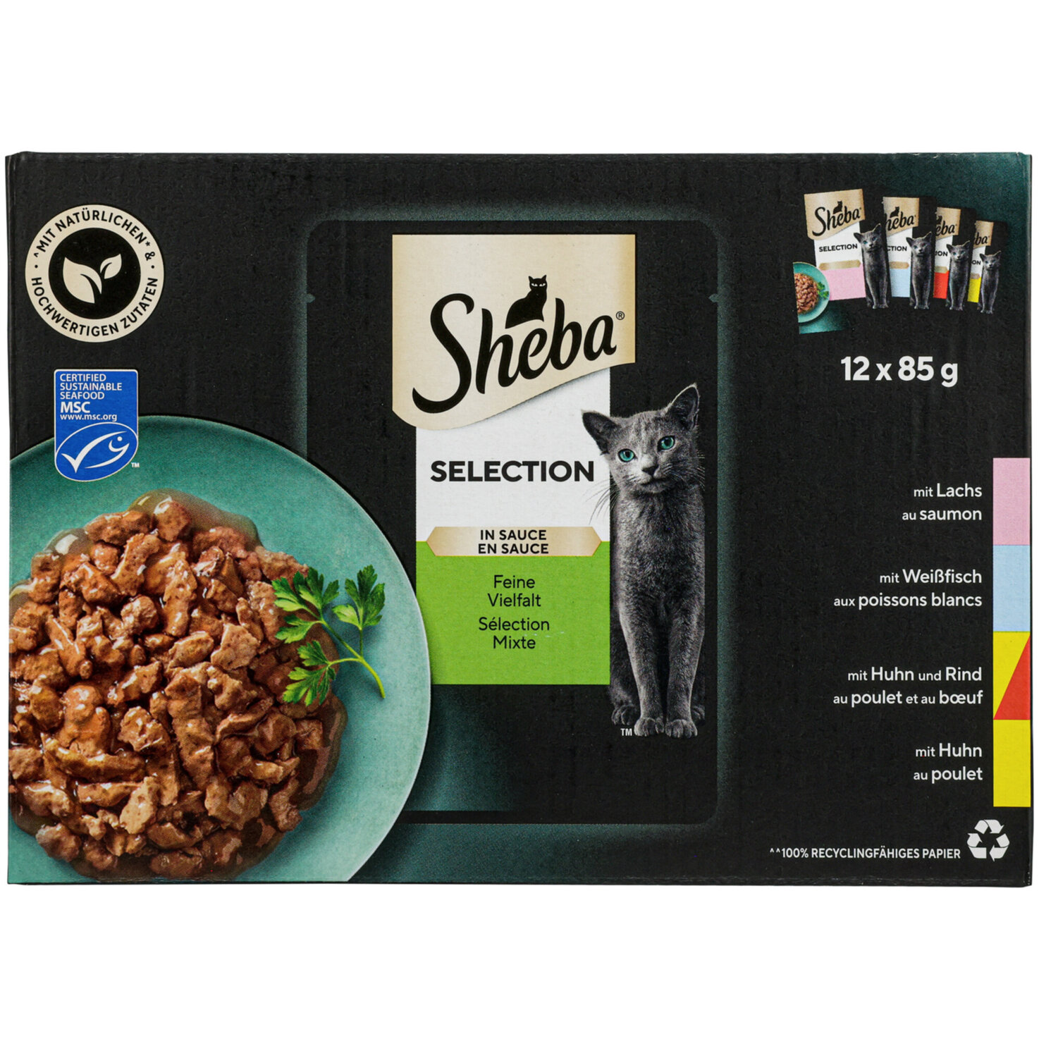Sheba Selection Katzenfutter in Sauce Fisch & Fleisch 12x85g