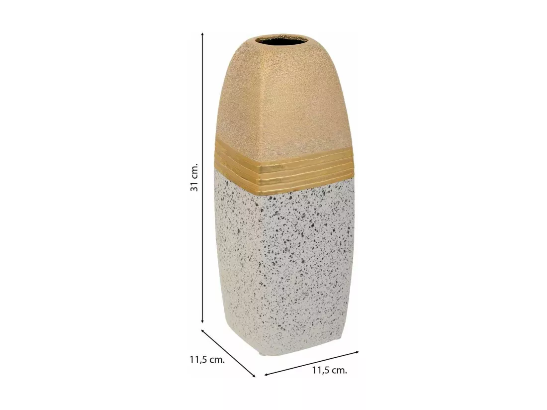 Vase en céramique dorée 11,5x11,5x31h
