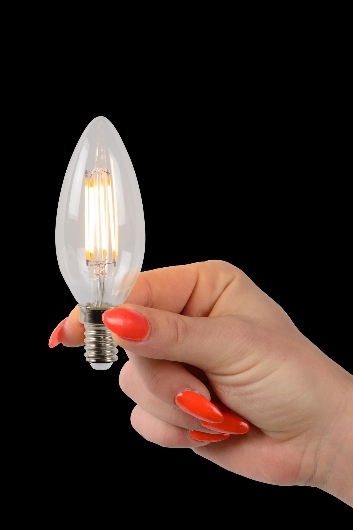 C35 LED lichtbron E14 4W 2700K transparant dimbaar