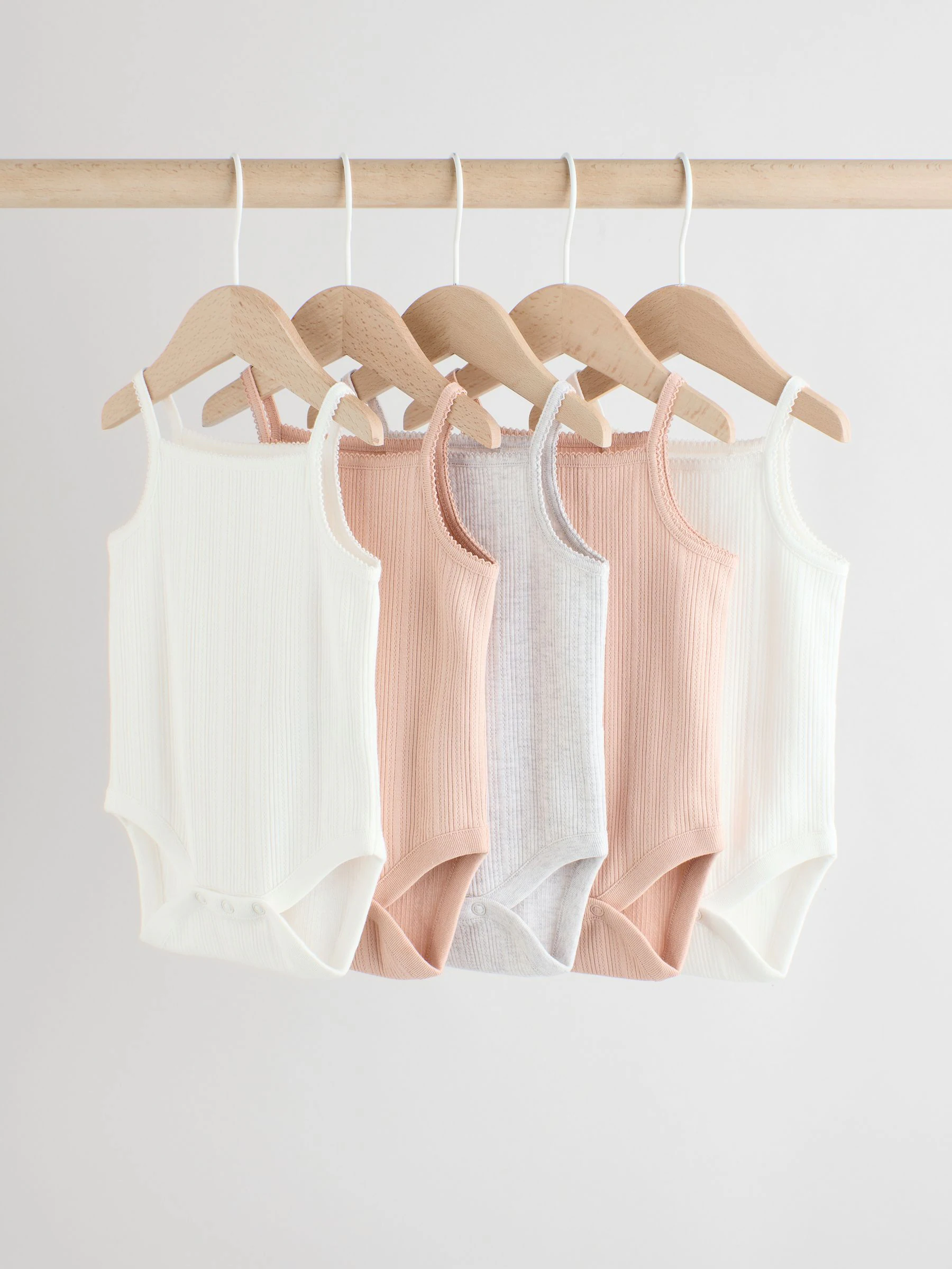 Roze - 5 Pack Vest Pointelle Baby Bodysuits