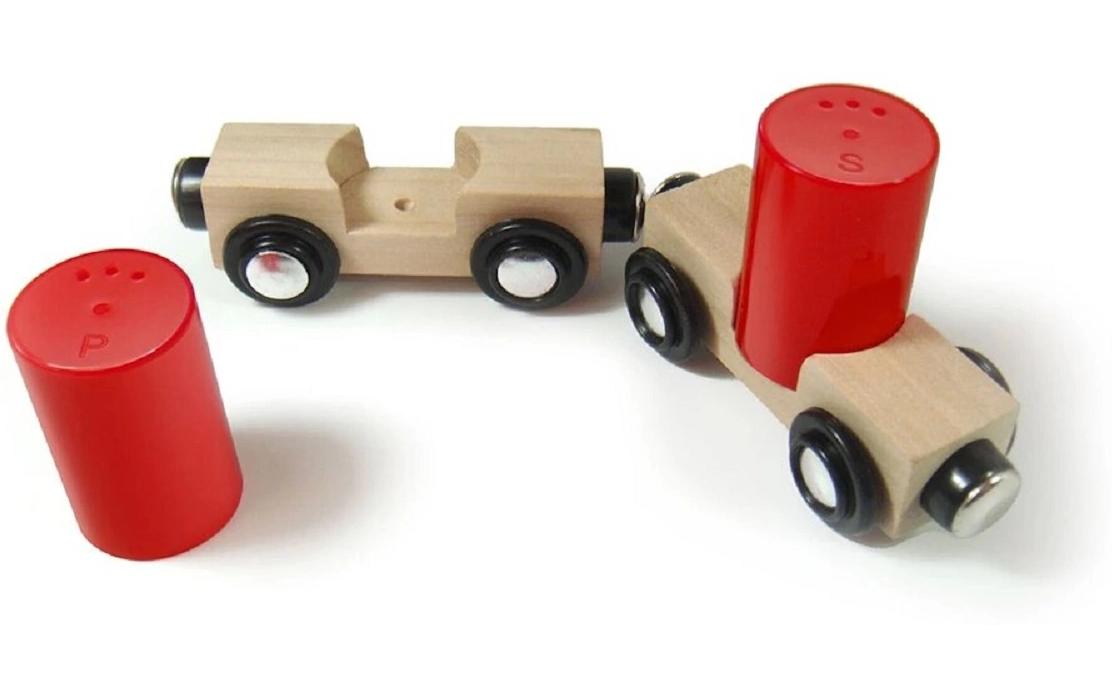 Eisenbahn Frühstücks-SetSalz- und Pfefferstreuer im Wagenformat, kompatibel mit Brio & Co