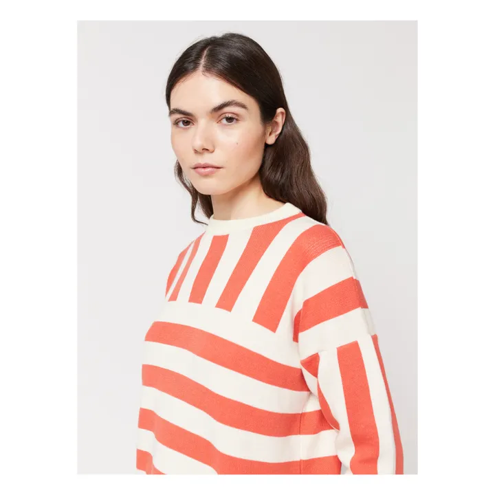 Bobo Choses Pull Manches Courtes Rayures Coton Bio - Collection Femme  | Rouge