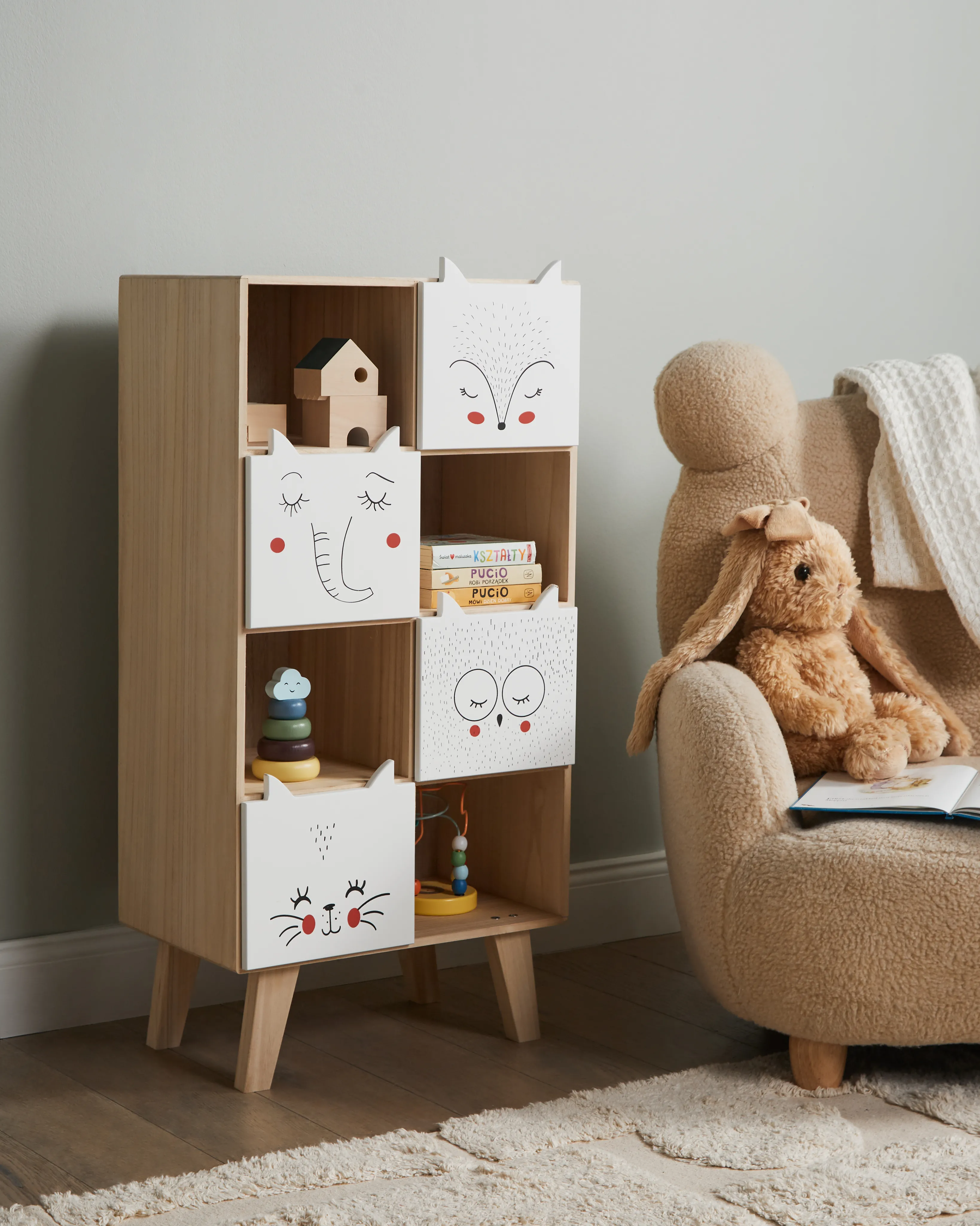 Boekenkast met 4 planken RUPERT 79 cm Lichtbruin