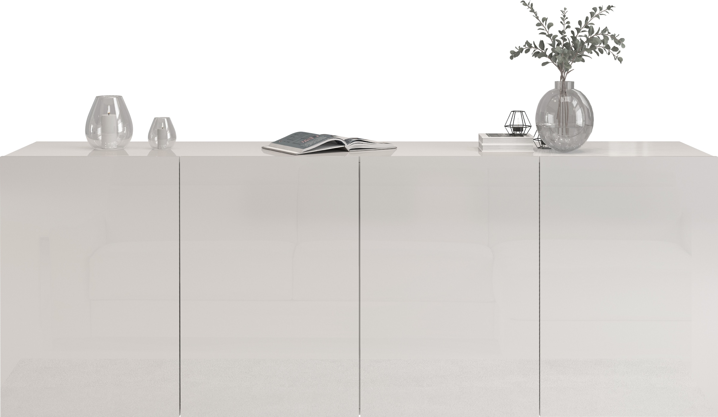 INOSIGN Sideboard »Egypt, Kommode, Schrank, Kredenz,  grifflos« 4 Türen, Fronten Hochglanz lackiert, Breite 180