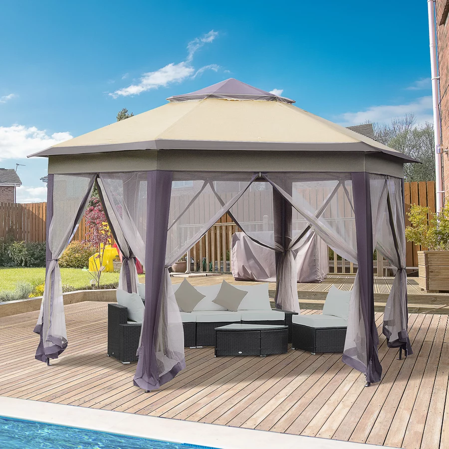 Outsunny Faltpavillon mit Tragetasche beige