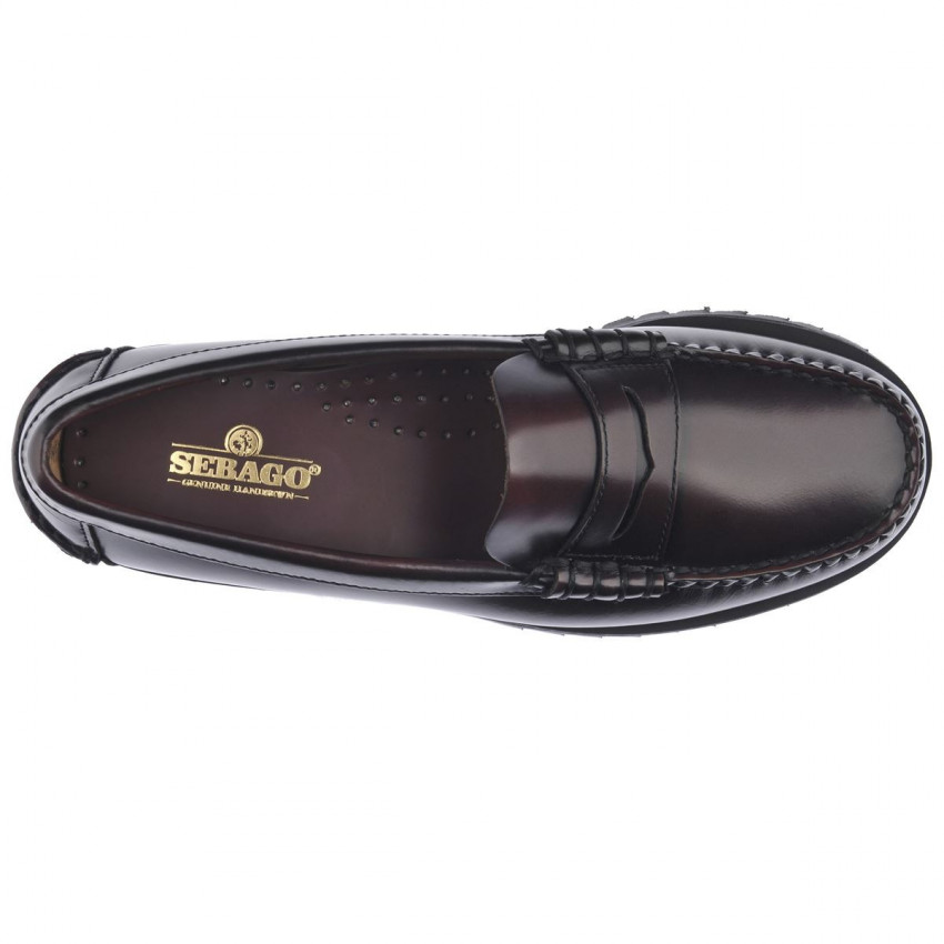 DAN LUG BROWN BURGUNDY MOCASSIN-Mocassin semelle crantée pour femme en cuir