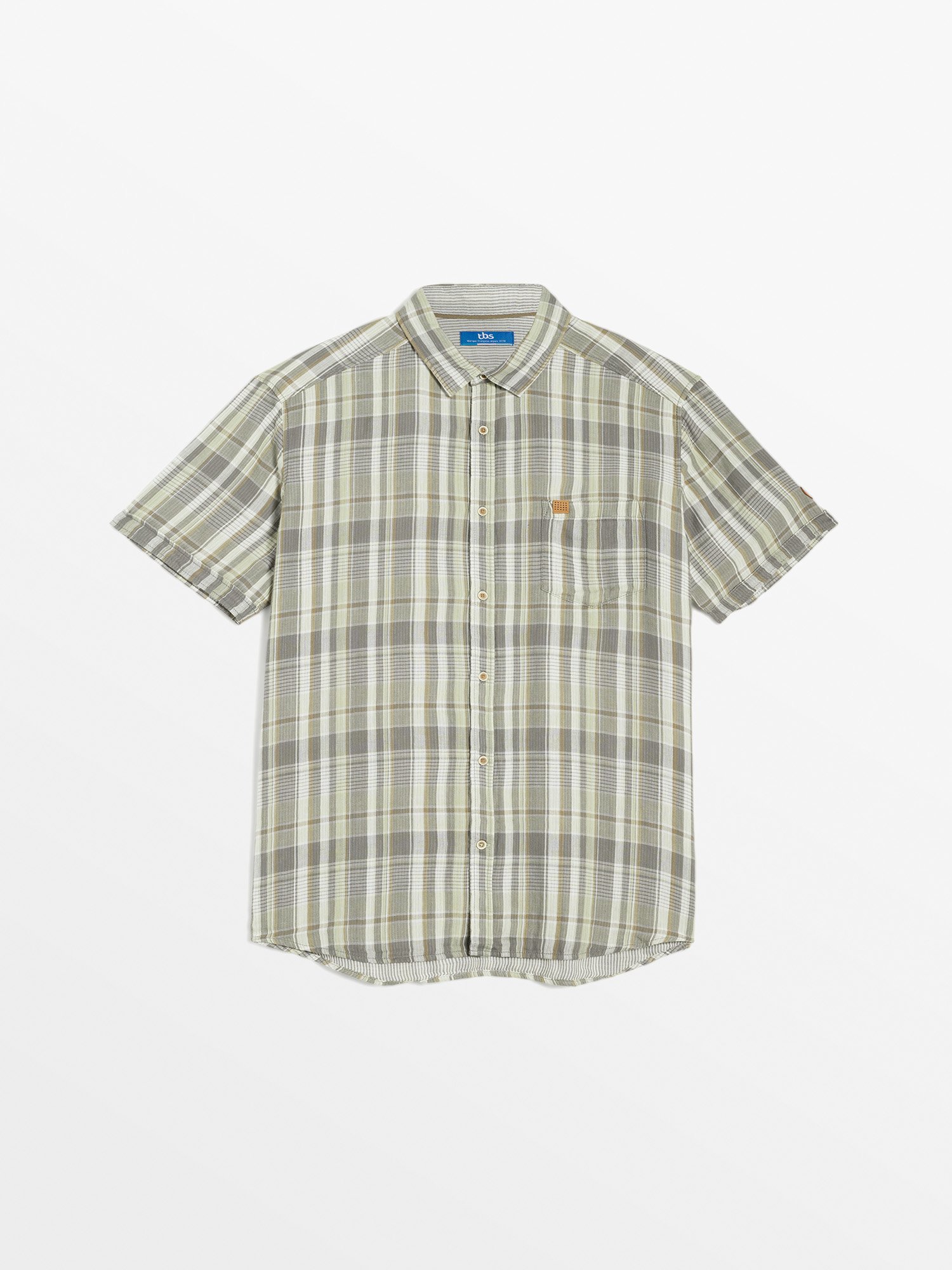 Chemise Homme Manches Courtes A Carreaux Gris