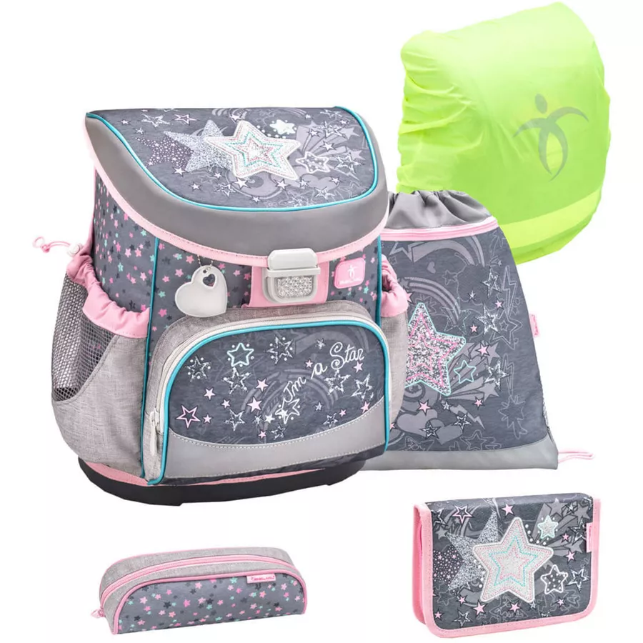 Belmil Schulranzen Mini Fit Schulranzen Set 5-teilig mit Brustgurt Shine like a Star