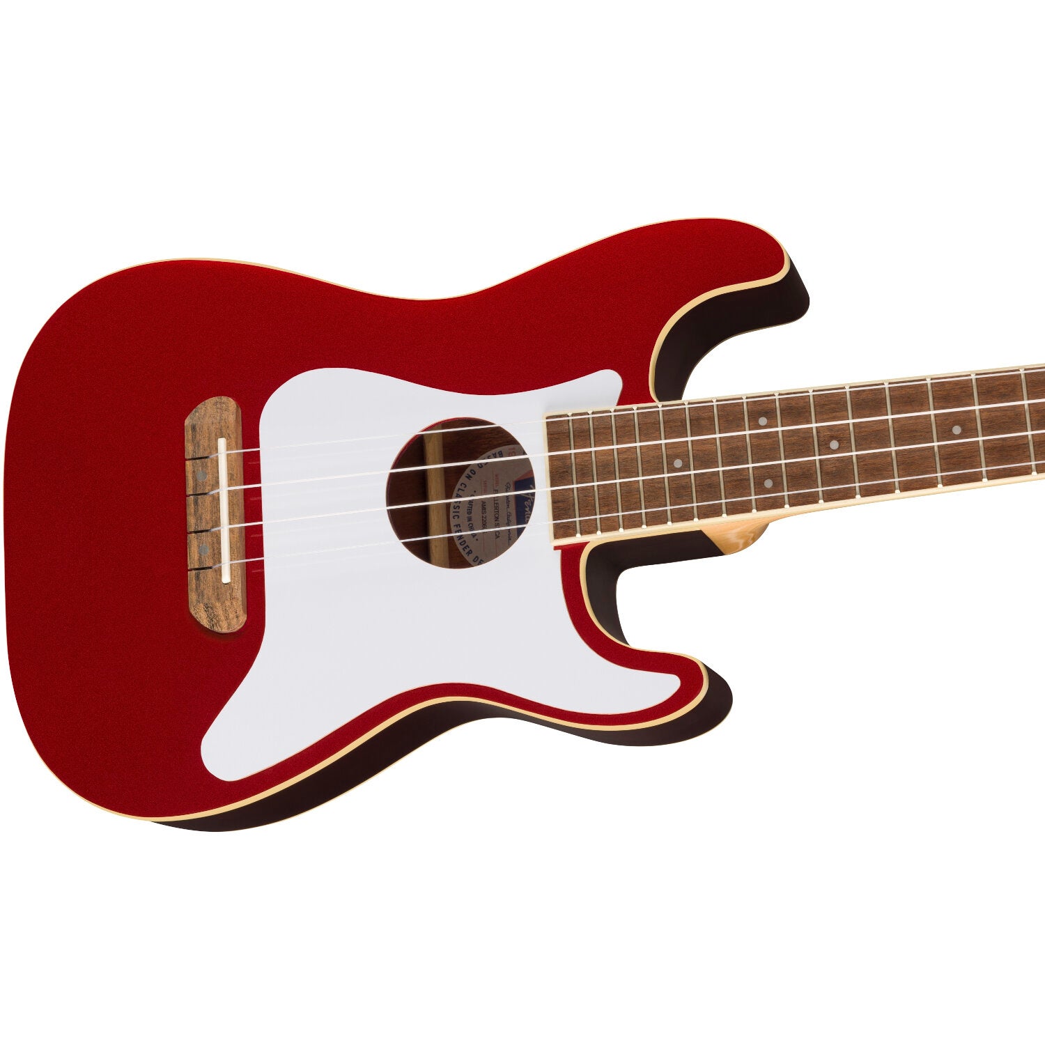 Fender Fullerton Strat Uke WN White Pickguard Candy Apple Red elektrische-akoestische concert ukelele