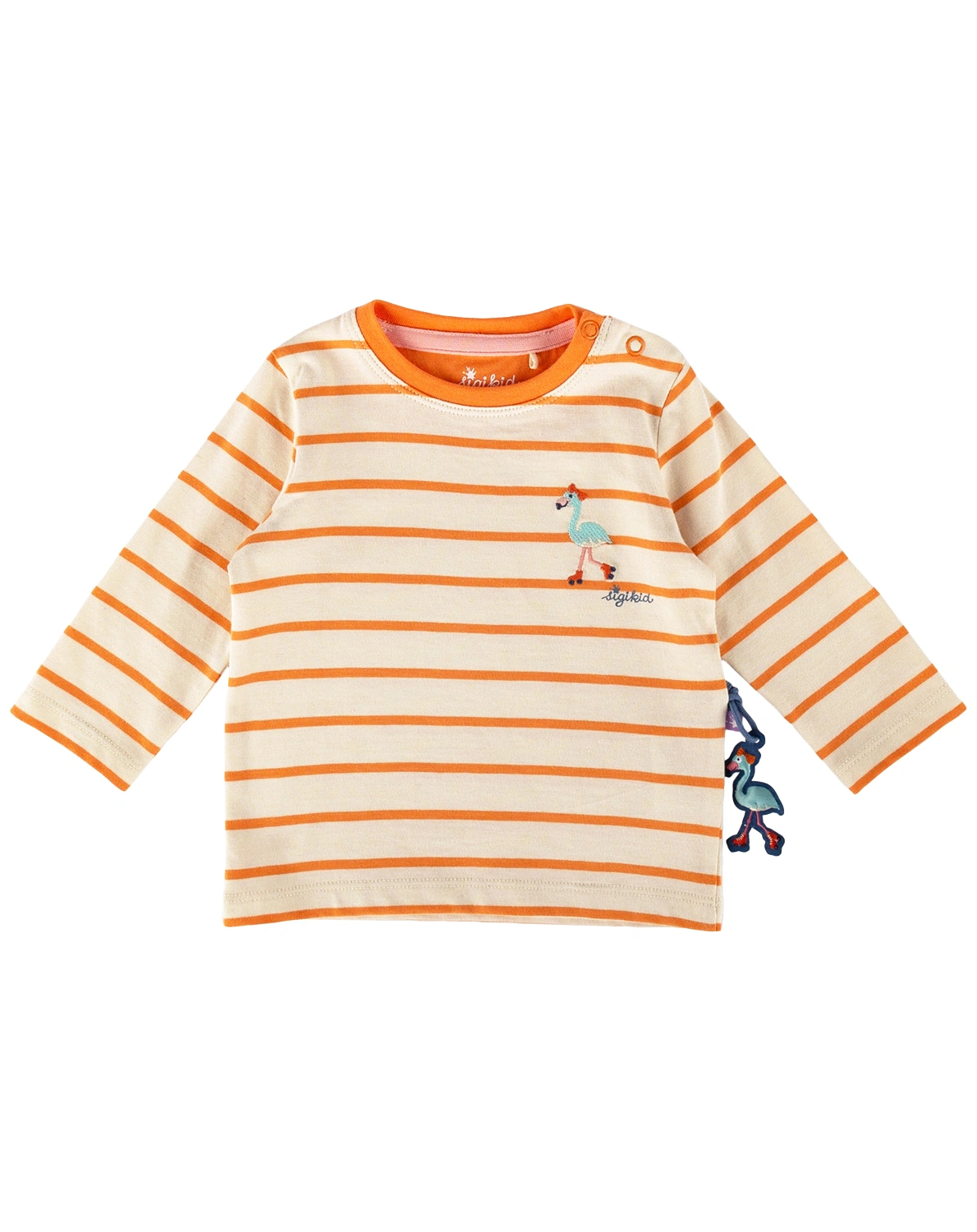Langarmshirt B - SKATING FLAMINGO gestreift in orange