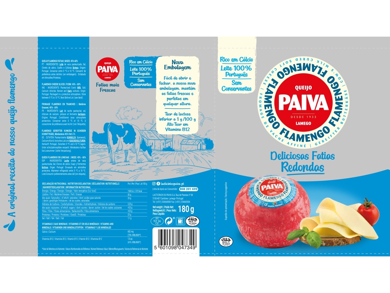 QUEIJO PAIVA FLAMENGO FATIAS REDONDAS 180G