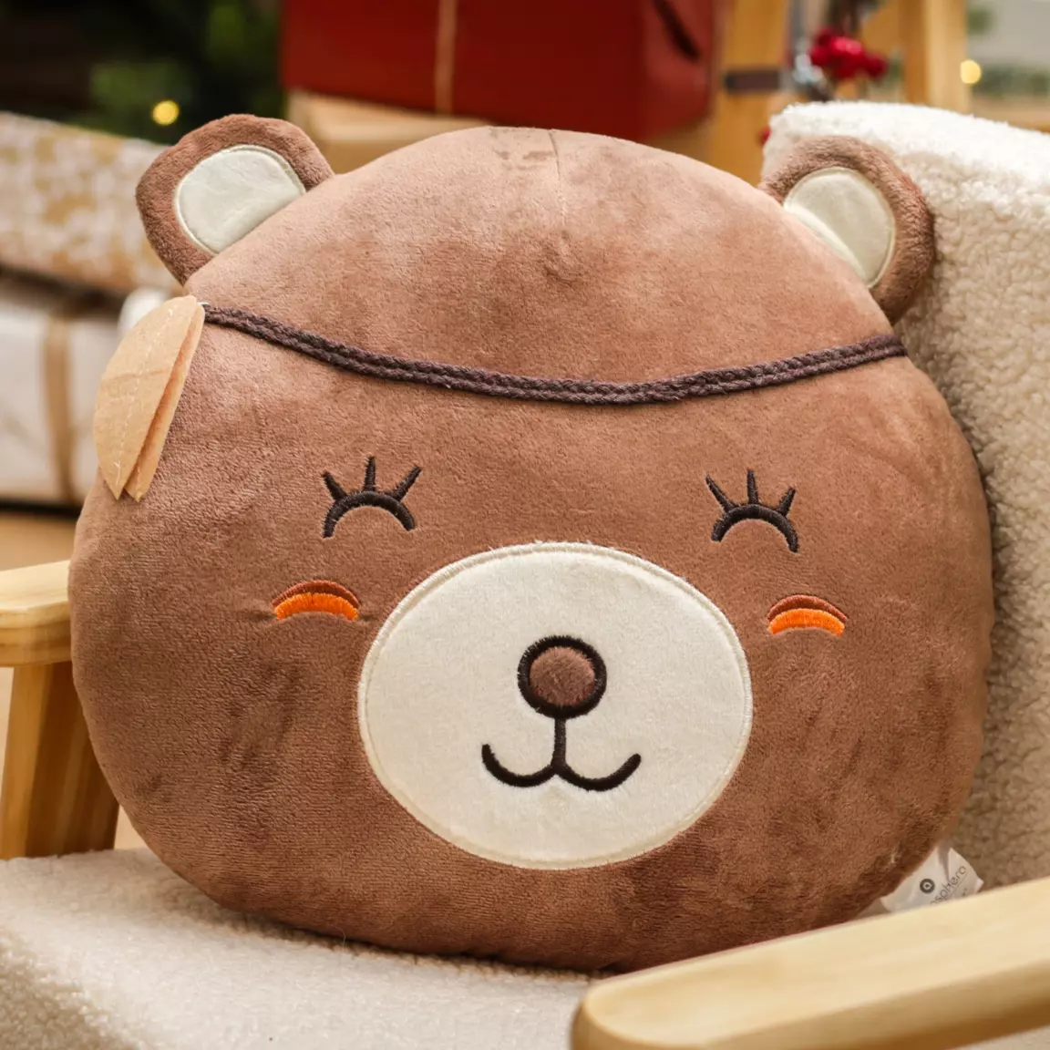 Coussin enfant (27 x 30 cm) Tête d'Ours Marron