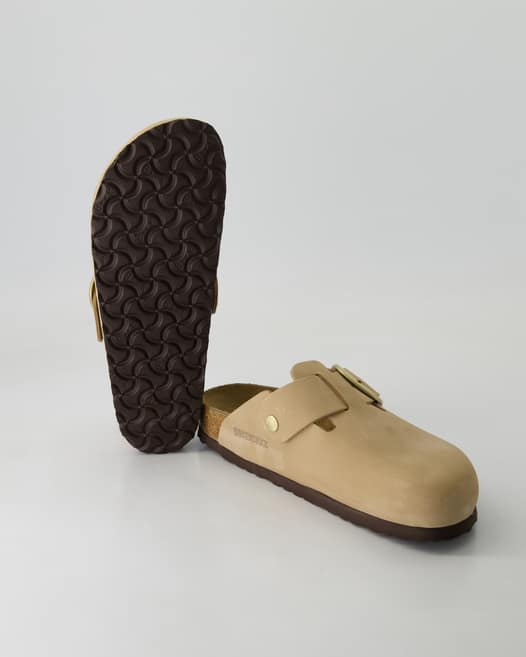Birkenstock Boston Big Buckle Pantoletten in Beige