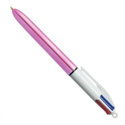 BIC 4 Couleurs Shine - Stylo à bille 4 couleurs - corps rose