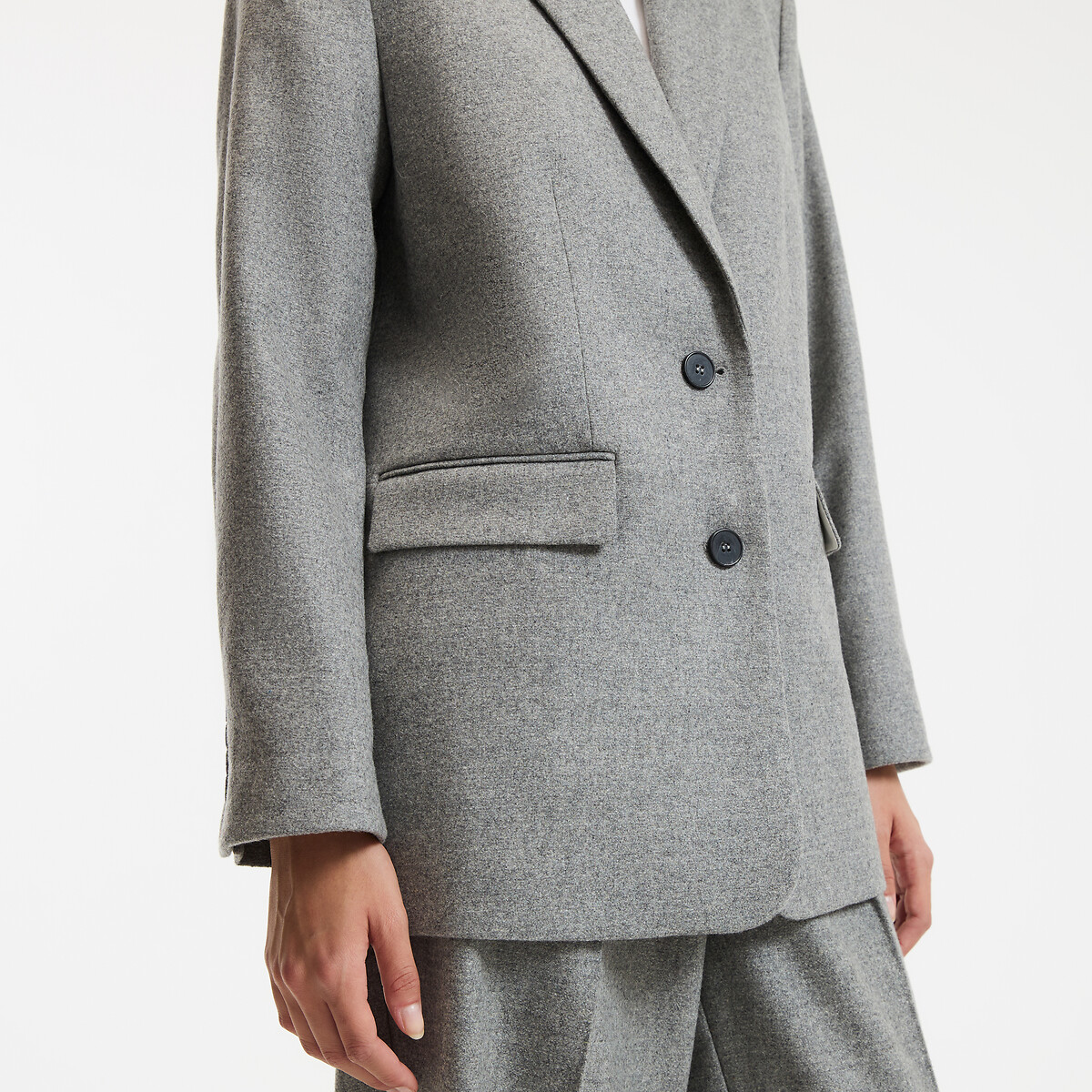 COLEÇÕES LA REDOUTE<br>Blazer oversized 50% lã, Assinatura CLÉANDRE