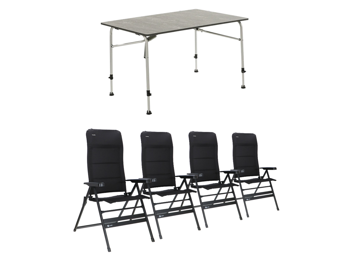 Travellife Sorrento Grey 120 tafel met Festo XL standenstoelen