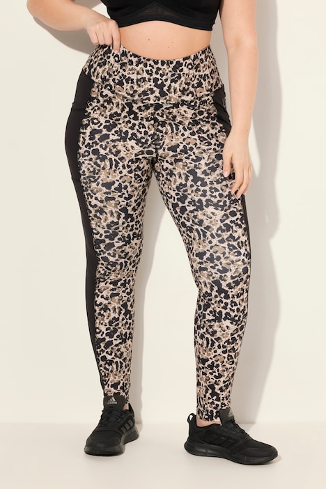 Sport-Leggings, Leomuster, schnelltrocknend, recycelt