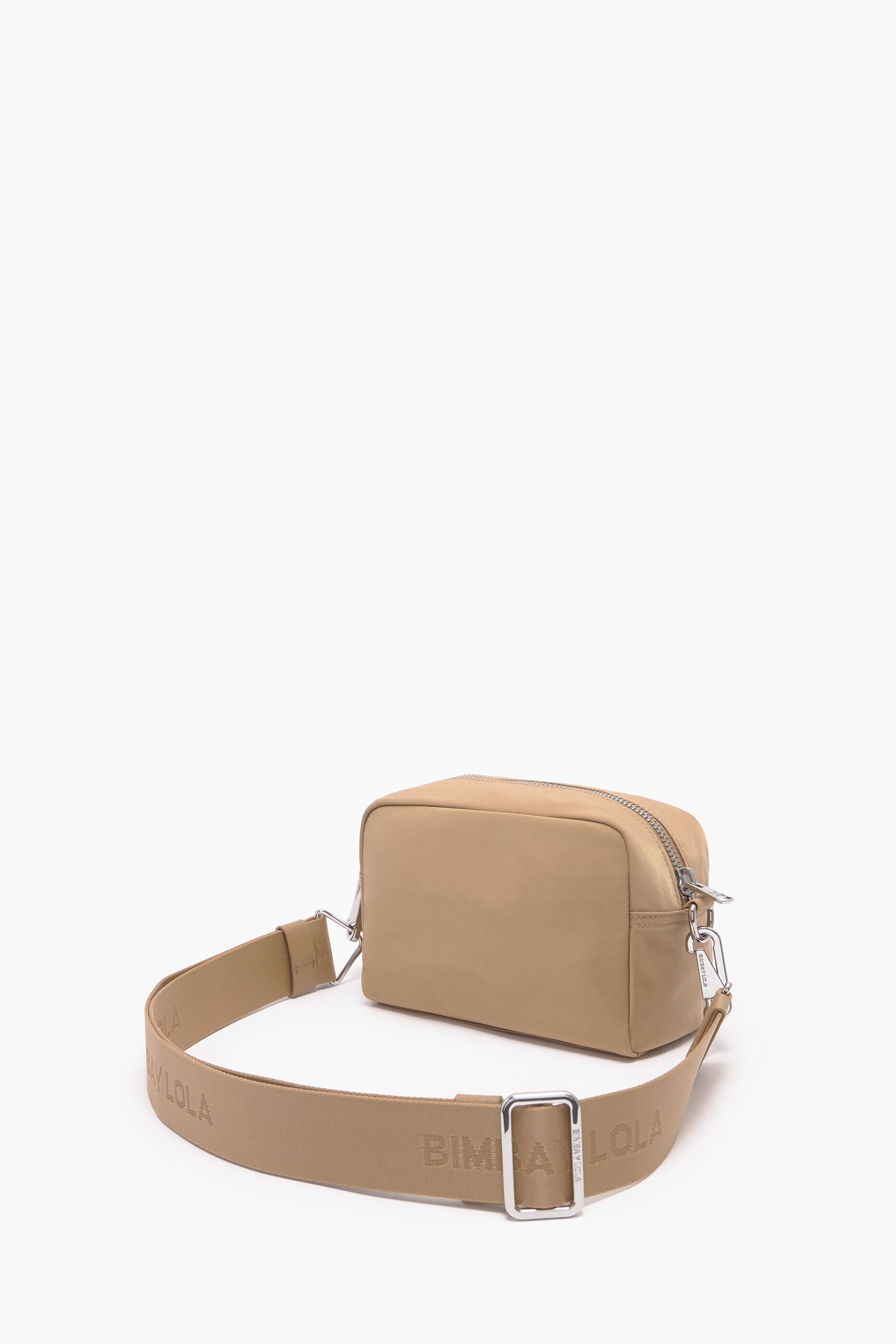 Bolsa transversal pequena em nylon bege