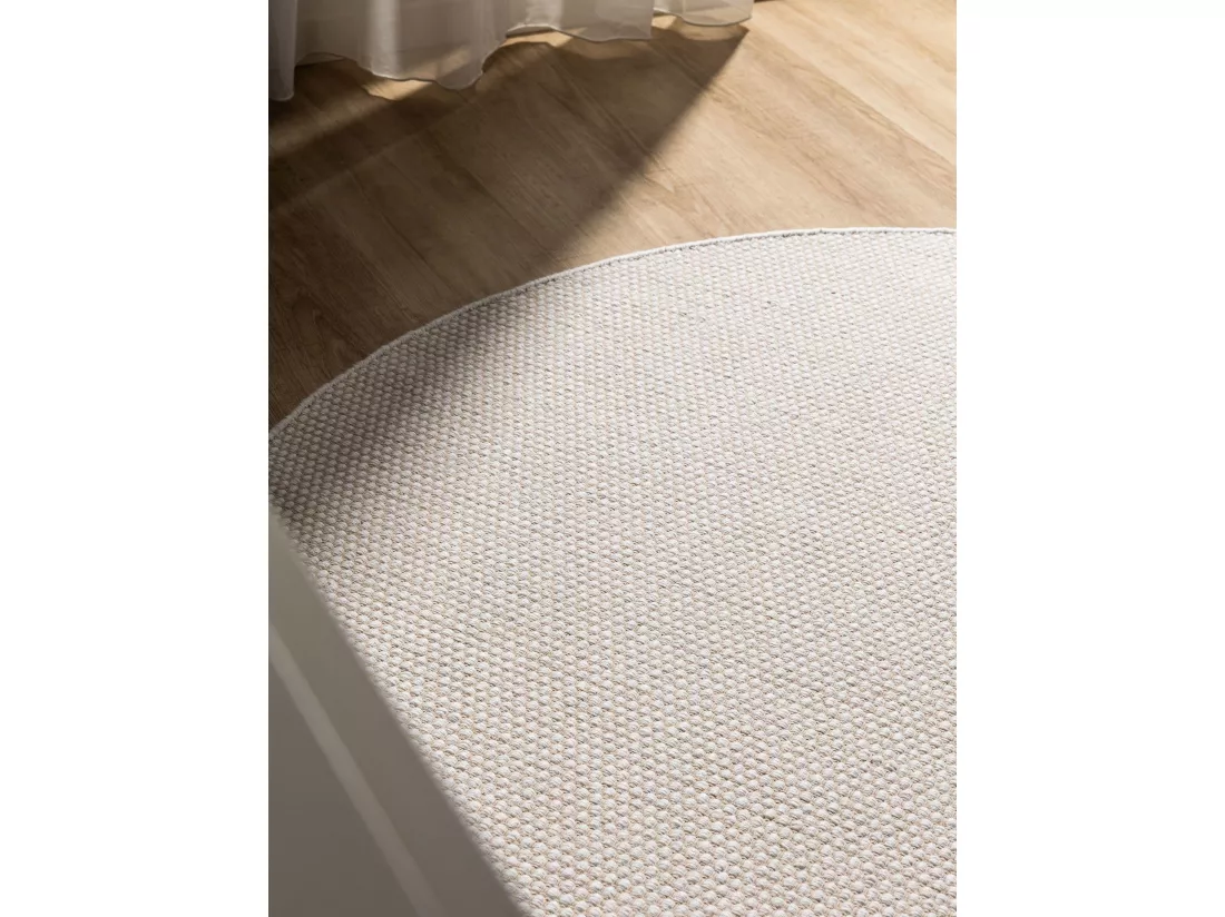 Tapis en coton tissé main Ron Blanc ø 240 cm rond
