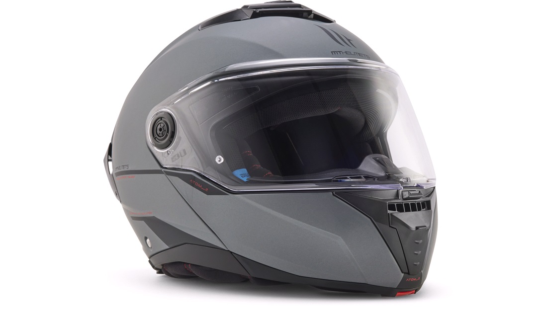 Styrthjelm flip-up MT Atom 2 SV titanium mat grå str. M