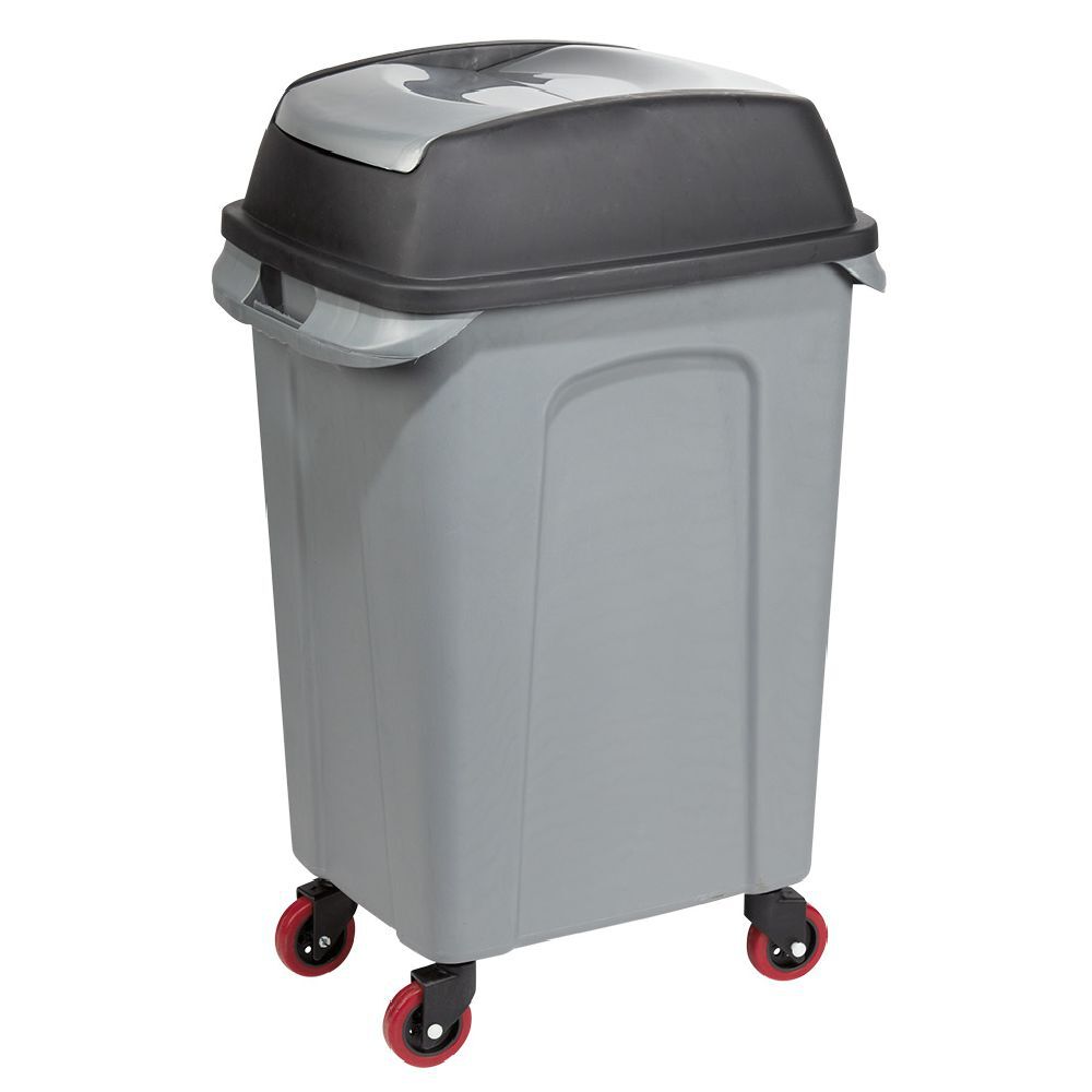 Poubelle de garage 70L sur 4 roulettes