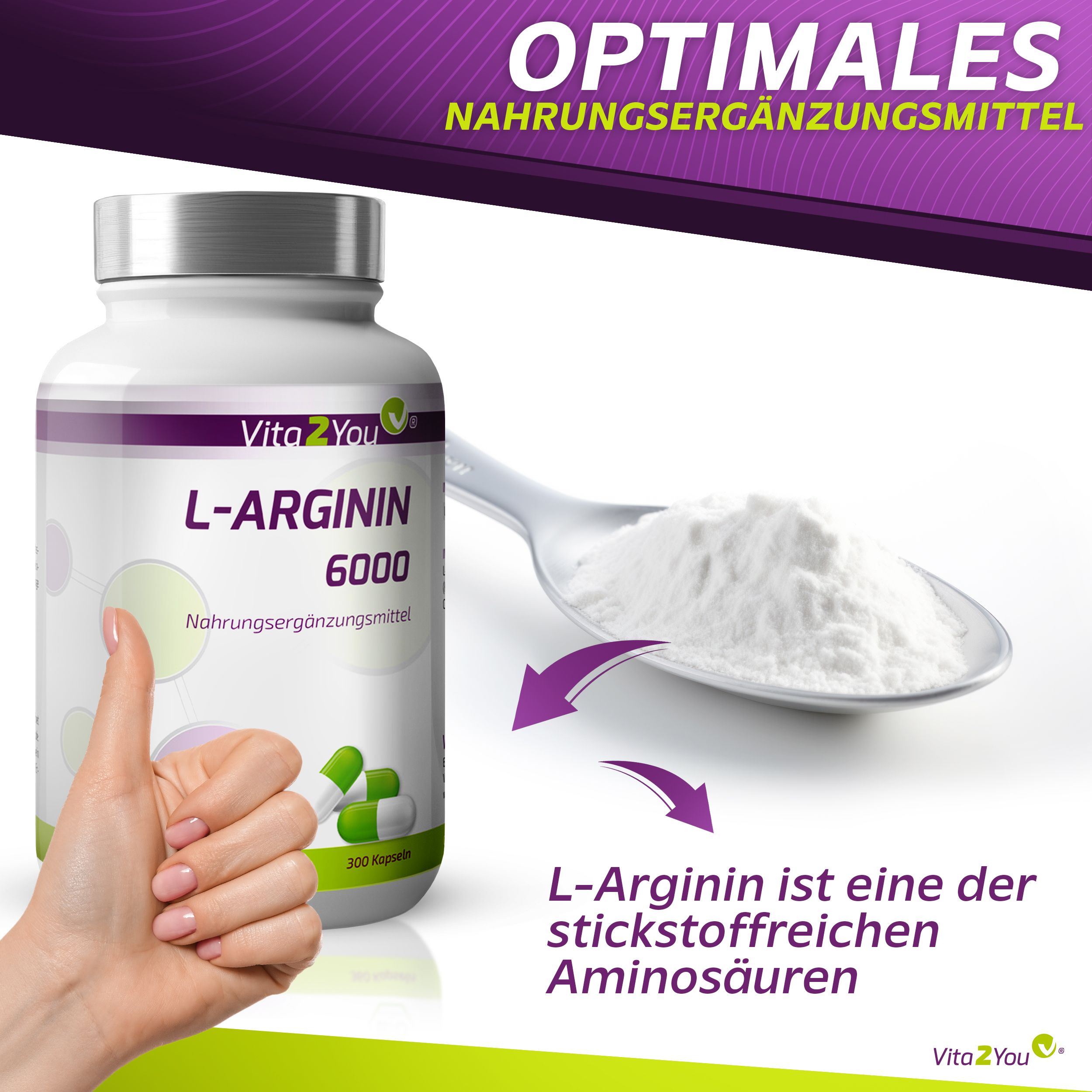Vita2You L-Arginin 6000 Kapseln