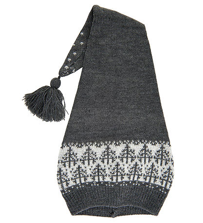 Mikk-Line Weihnachtsmütze - Strick - Jacquard - Anthrazit m. Mus