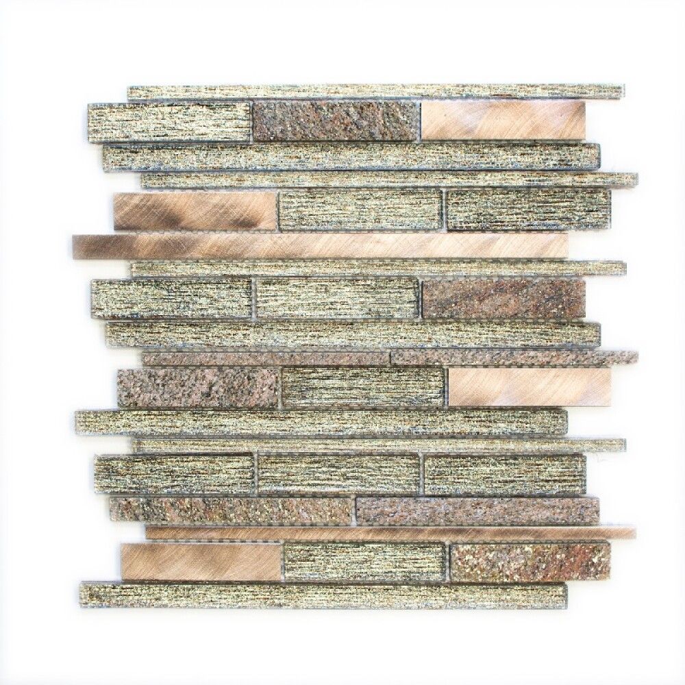 MOSAIKK INTERLOCK CRYSTAL/STONE/ALLOY MIX BEIGE/COPPER XAM