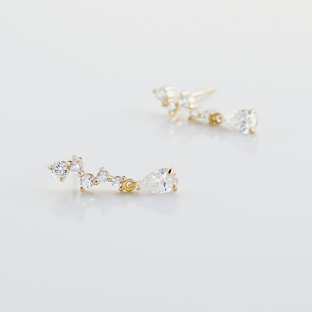 Boucles D'oreilles Pendantes Cegolene Or Jaune Oxyde De Zirconium