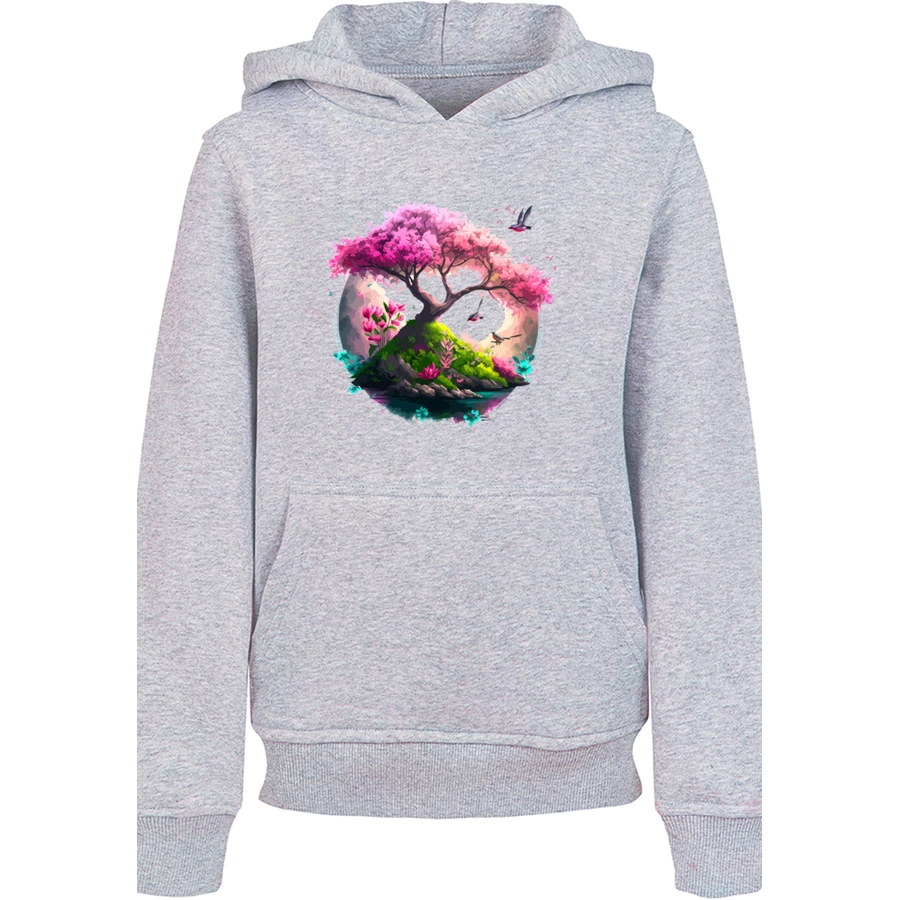F4NT4STIC Hoodie Kirschblüten Baum heather grey