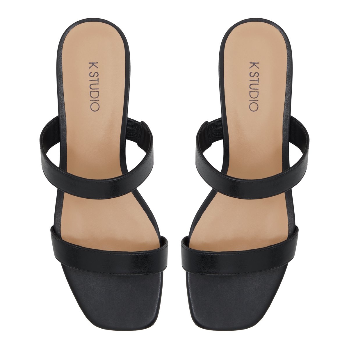 K STUDIO-Withe-Mules Sandales - Talon bloc - Noir/Noir