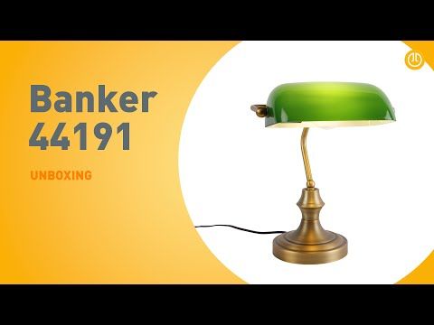 Klassieke tafellamp/notarislamp brons met groen glas - Banker