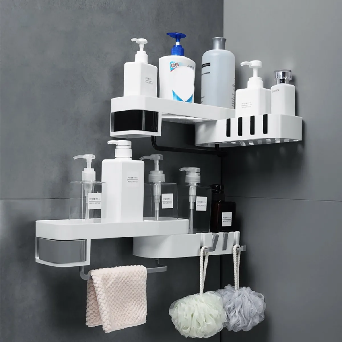 Wewoo Étagère Douche Rotative Noir Sans Soudure