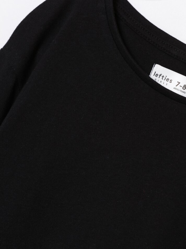 Conjunto com 2 camisetas de manga comprida lisas e estampadas - Pretas
