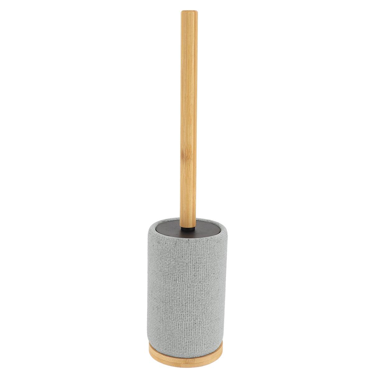 BROSSE WC RONDE EFFET MAILLE ET TIGE BAMBOU GRIS