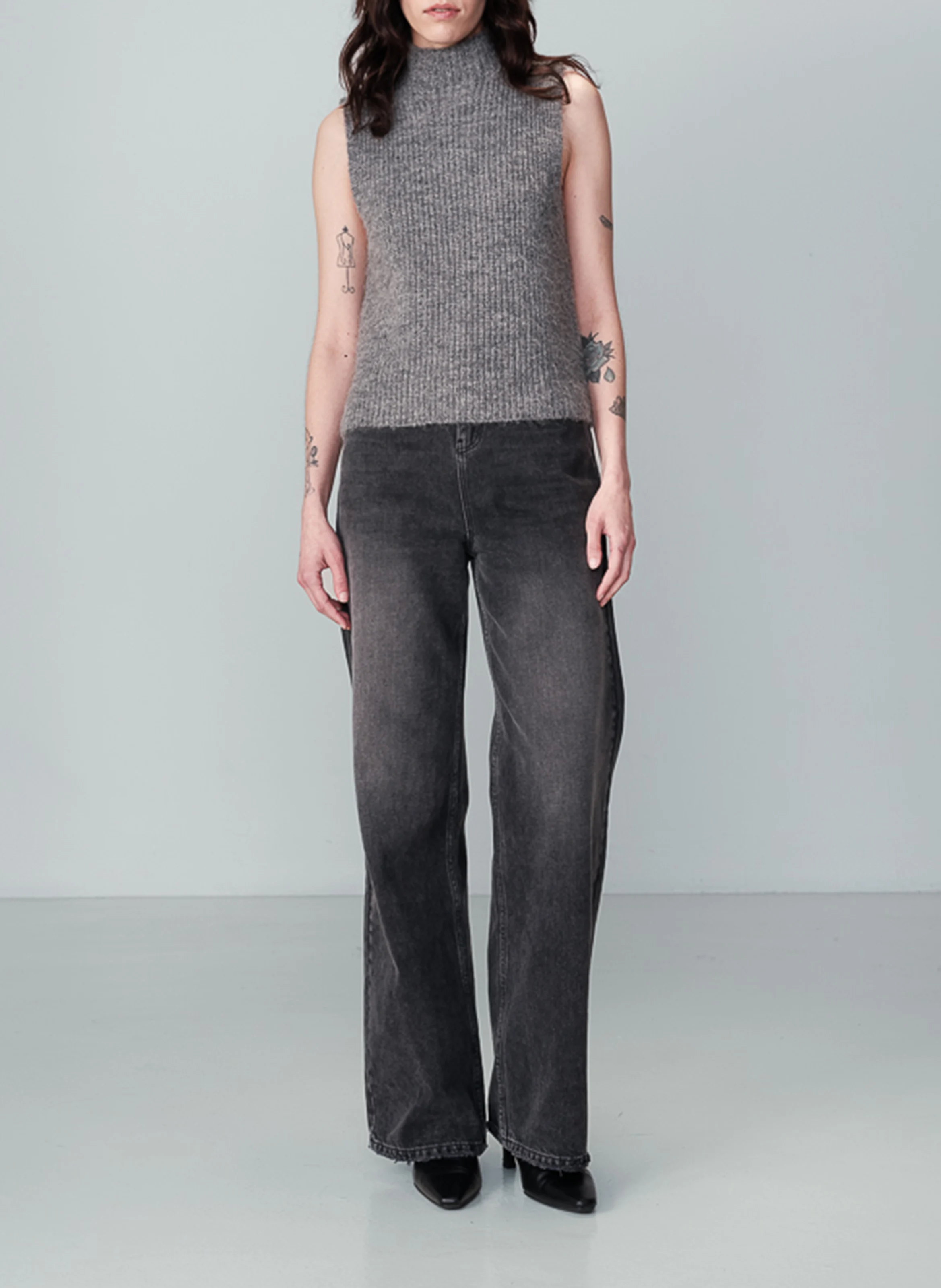 NAIMA - Pull col cheminée | Gris