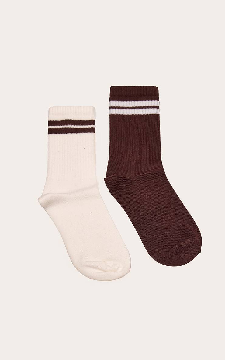 Marron Lot De 2 Paires De Chaussettes De Sport Côtelées À Rayures