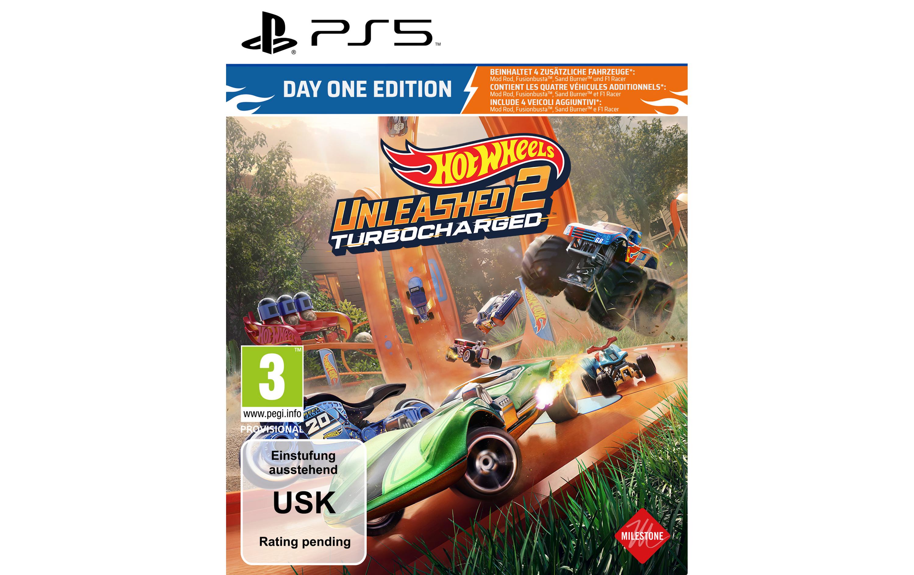 Hot Wheels Unleashed 2 Turbocharged Day One EditionRennspiel mit Hot Wheels-Autos auf verrückten Strecken für die PlayStation 5
