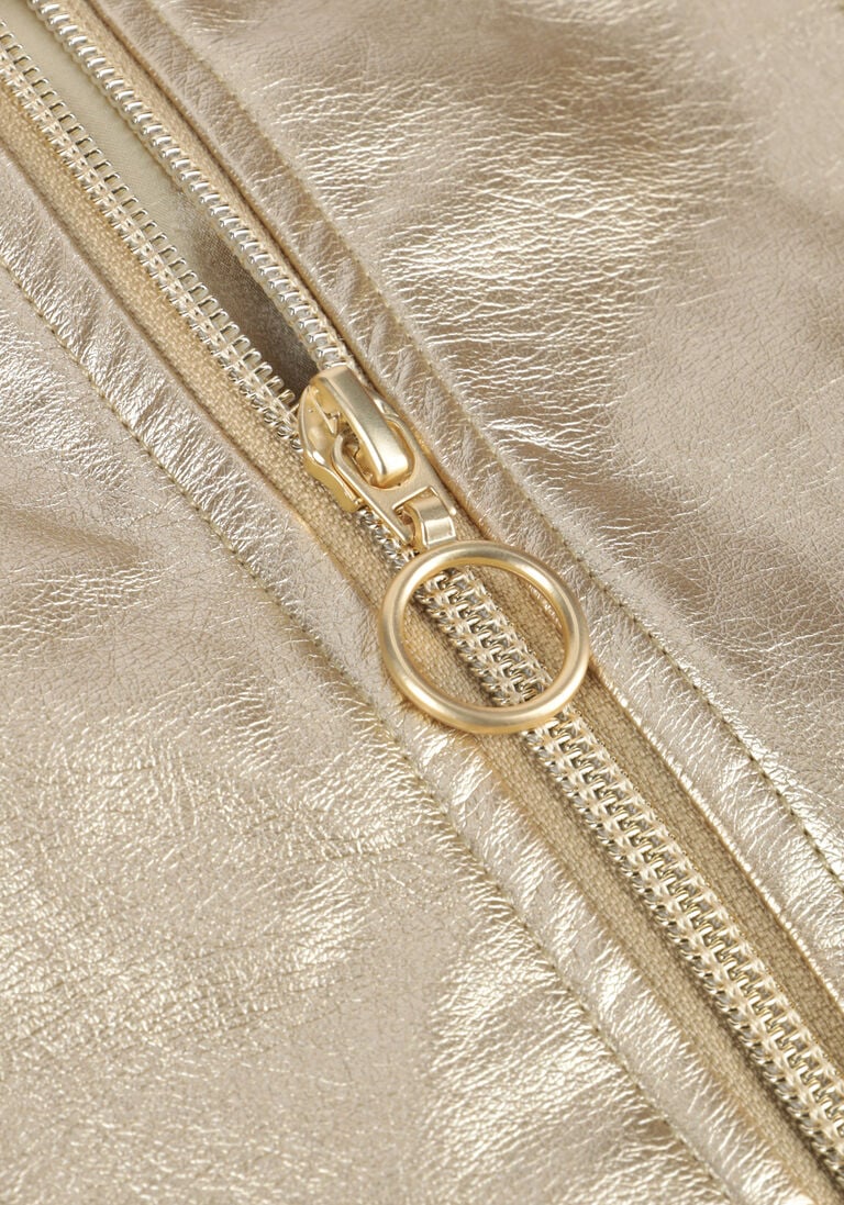 LIKE FLO gouden like flo jack imi leather jacket no collar