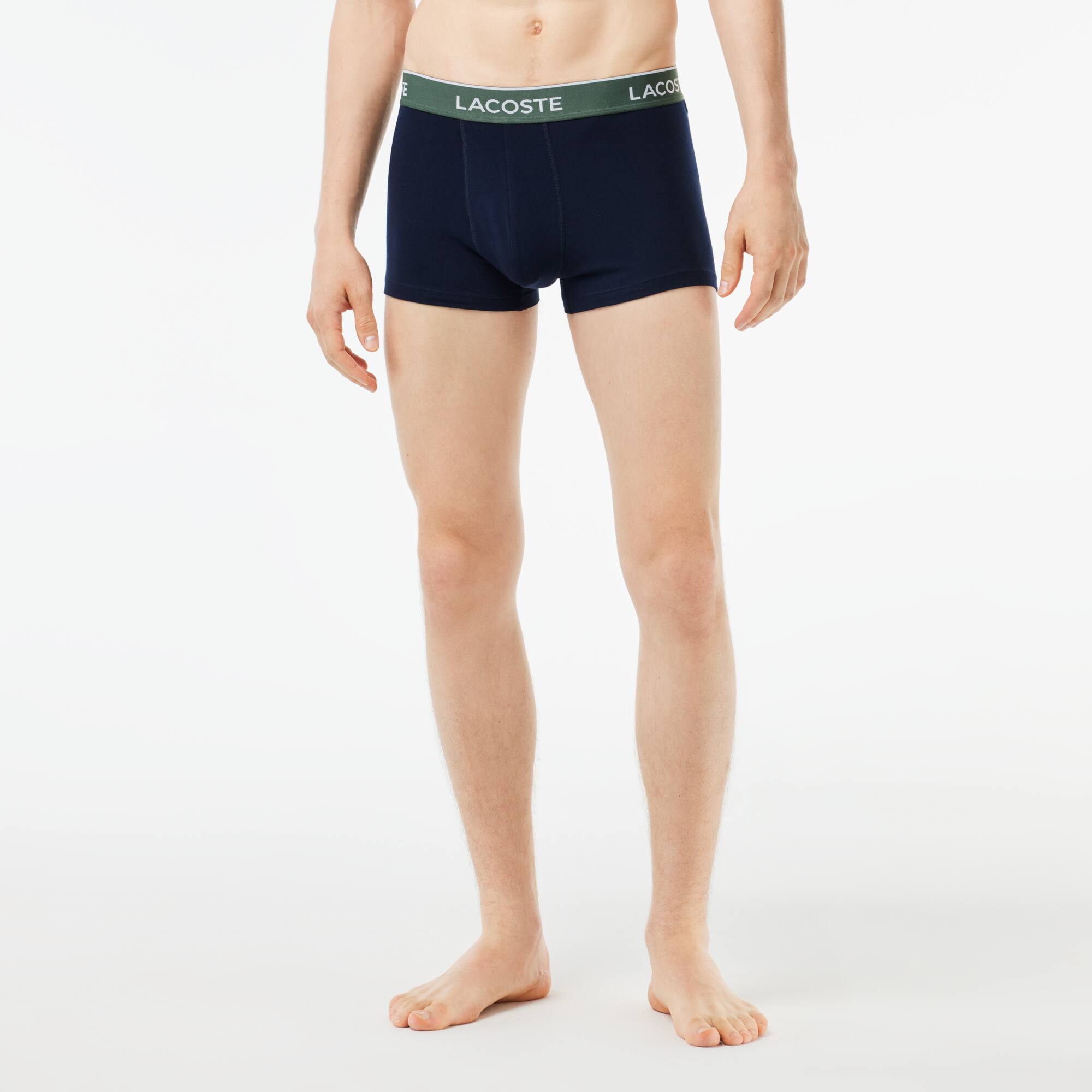 3er-Pack Boxershorts in navy mit Kontrast-Bund Unterwasche - Blau - Lacoste - Herren