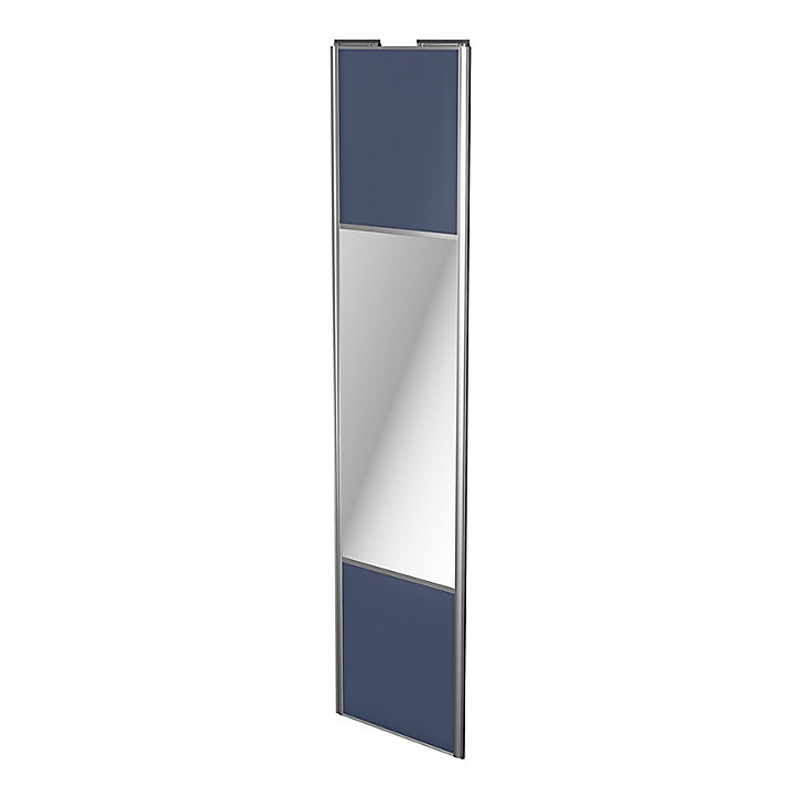Porte de placard coulissante avec miroir bleu profil gris GoodHome Arius H. 248,5 x L. 62.2 cm + amortisseurs