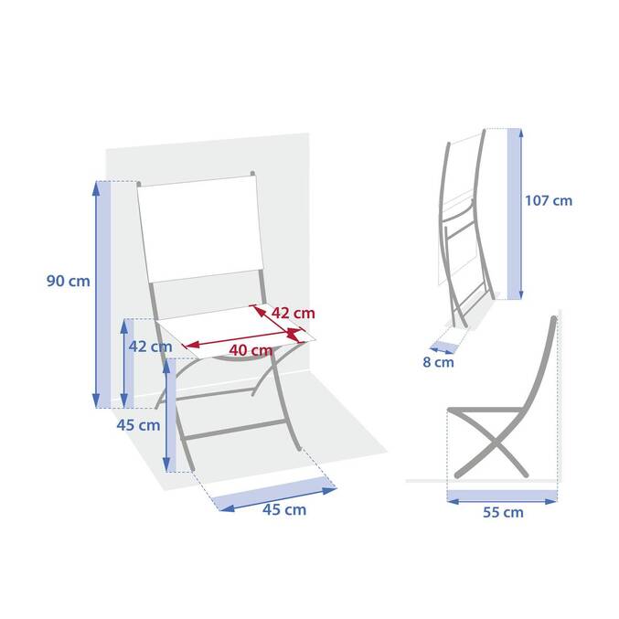 Lot de 4 chaises de jardin pliante ESSENTIA Vert laurier