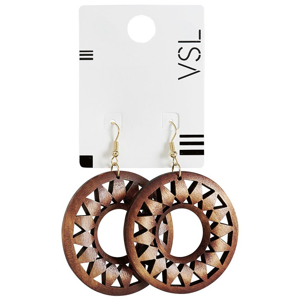 Paire de boucles d'oreilles métal et bois