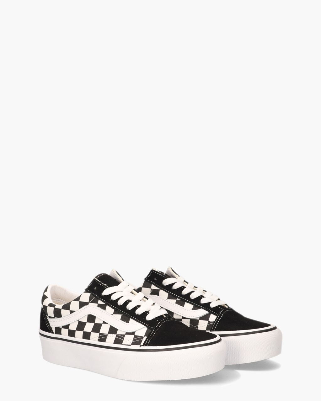 Vans Checkerboard Old Skool Platform Zwart/Wit Damessneakers