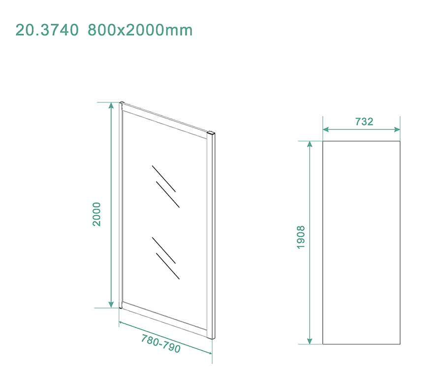 Mueller Manhattan zijwand voor douchedeur 80x200cm mat zwart