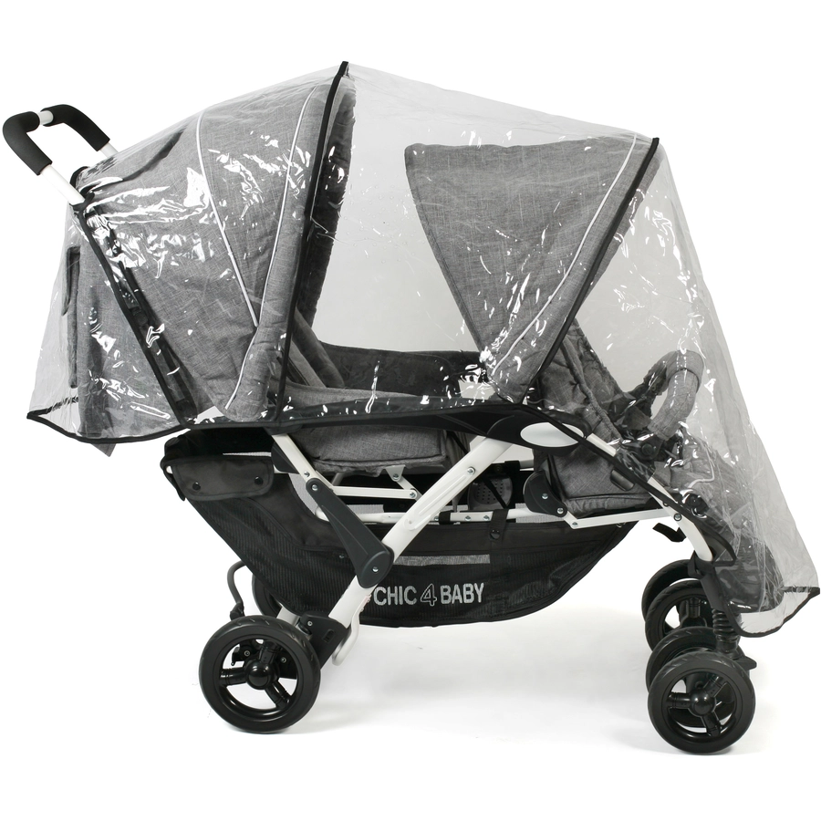 CHIC 4 BABY Geschwisterwagen DUO Melange grau-weiß