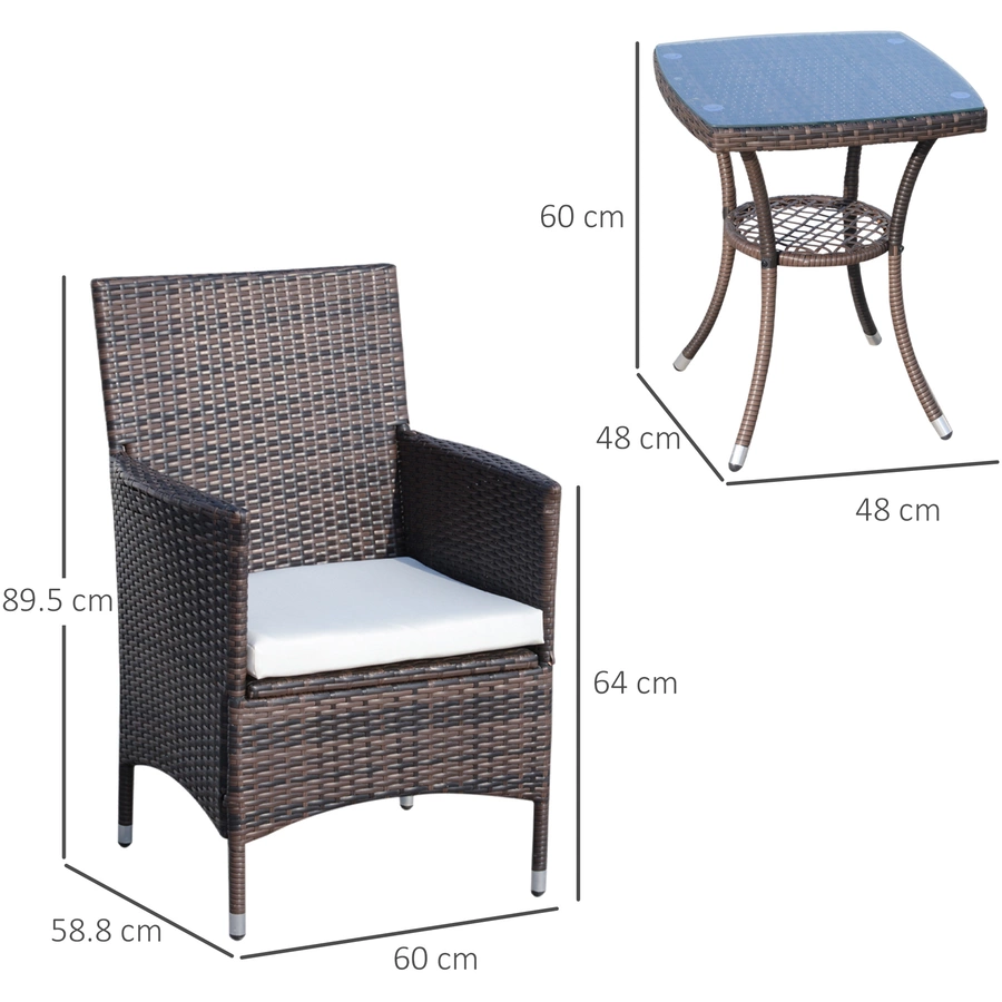 Outsunny Rattan-Sitzgruppe als 3-teiliges Set braun