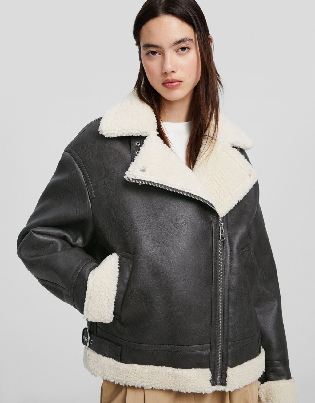 Jaqueta de motociclista dupla face oversized